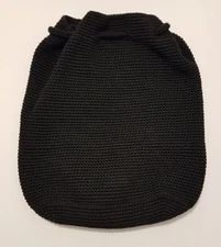 The Sak Crochet Knit Bucket Bag Backpack Black Drawstring Closure Classic BOHO