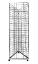 Wire Grid Triangle Tower Display Rack Casters Rolling Casters Chrome 2' x 6 ½' H