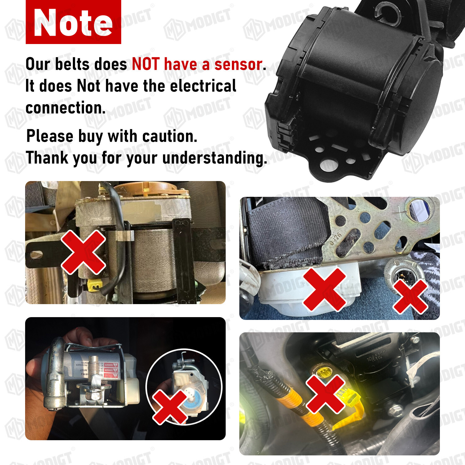 Replacement Universal 3 Point Seat Belts Retractable & Adjustable For Hyundai