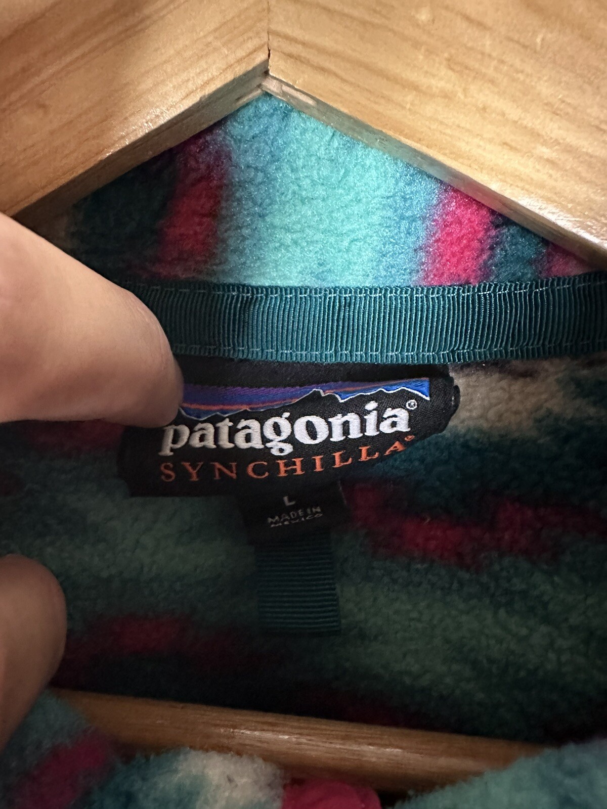 Patagonia Synchilla Blue Orange Geometric Aztec Lightweight Fleece Sweater XL main image 0