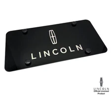 Au-Tomotive Gold Black Stainless Laser Etched Lincoln Script Logo License Plate