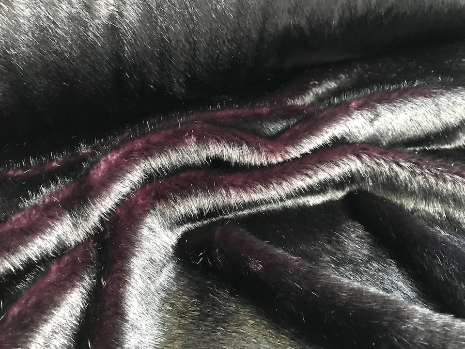 Kurzhaar Kunstfell Stoff Kuscheliges Webpelz Nerz Pelz 2 Farbig 1027 PlumBlack - Bild 3 von 4