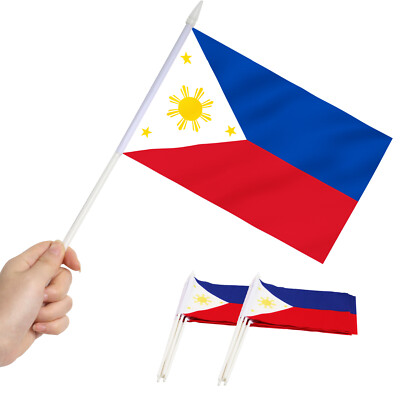 Anley Philippines Mini Flag 12 Pack - Hand Held Small Miniature Philippine Flags