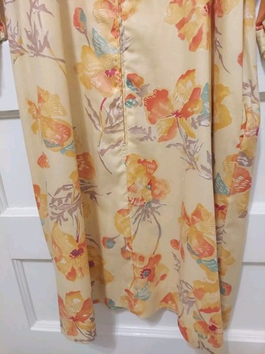 Vintage Gilead Damen Größe Medium Pfirsich/Orange Blumenmuster Reißverschluss vorne Hausmantel Morgenmantel - Bild 4 von 8