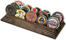 3 Row Challenge Coin Rack. 14-19 coin holder - solid walnut wood