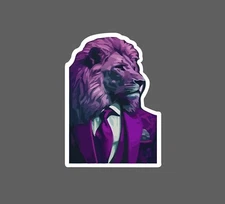 Lion Suit Sticker Purple Business Waterproof