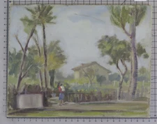 Old Painting Style Impressionist oil On Board landscape Countryside p1