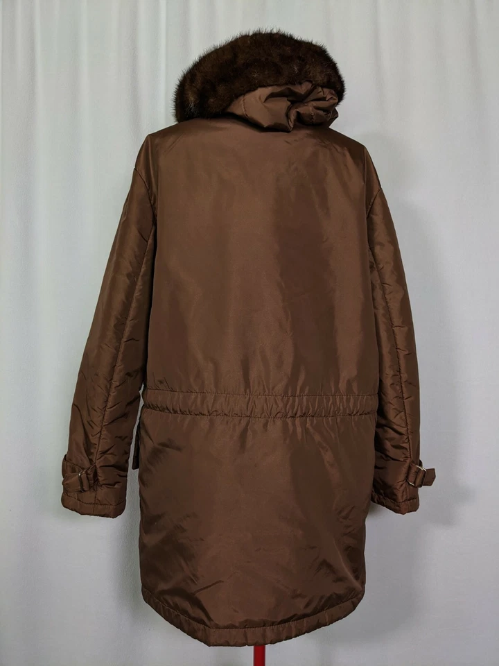 Head Vintage Años 80 Tenis Esquí Piel Real Capucha Marrón Parka Chaqueta Abrigo Riri Cremalleras Foto 4 de 4