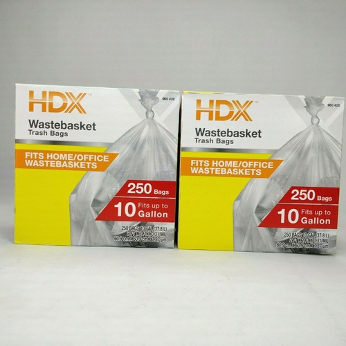 2 Lot HDX 10 Gal Clear Trash Bags Multi Purpose Kitchen Waste Bin Liner 250 Bags - Picture 2 of 8