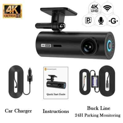 4K Car Dash Cam DVR Recorder Auto Recorder APP Control Black Box WIth WIFI Voice