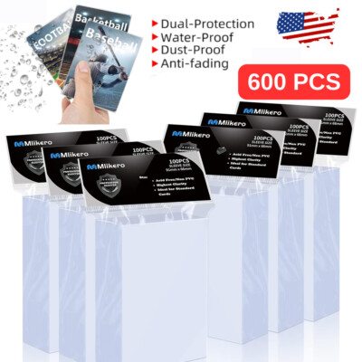 collector card plastic sleeves Clear Penny Card Sleeves 50 Pack Standard Trading Card Protectors –  ThePoysha main image 1
