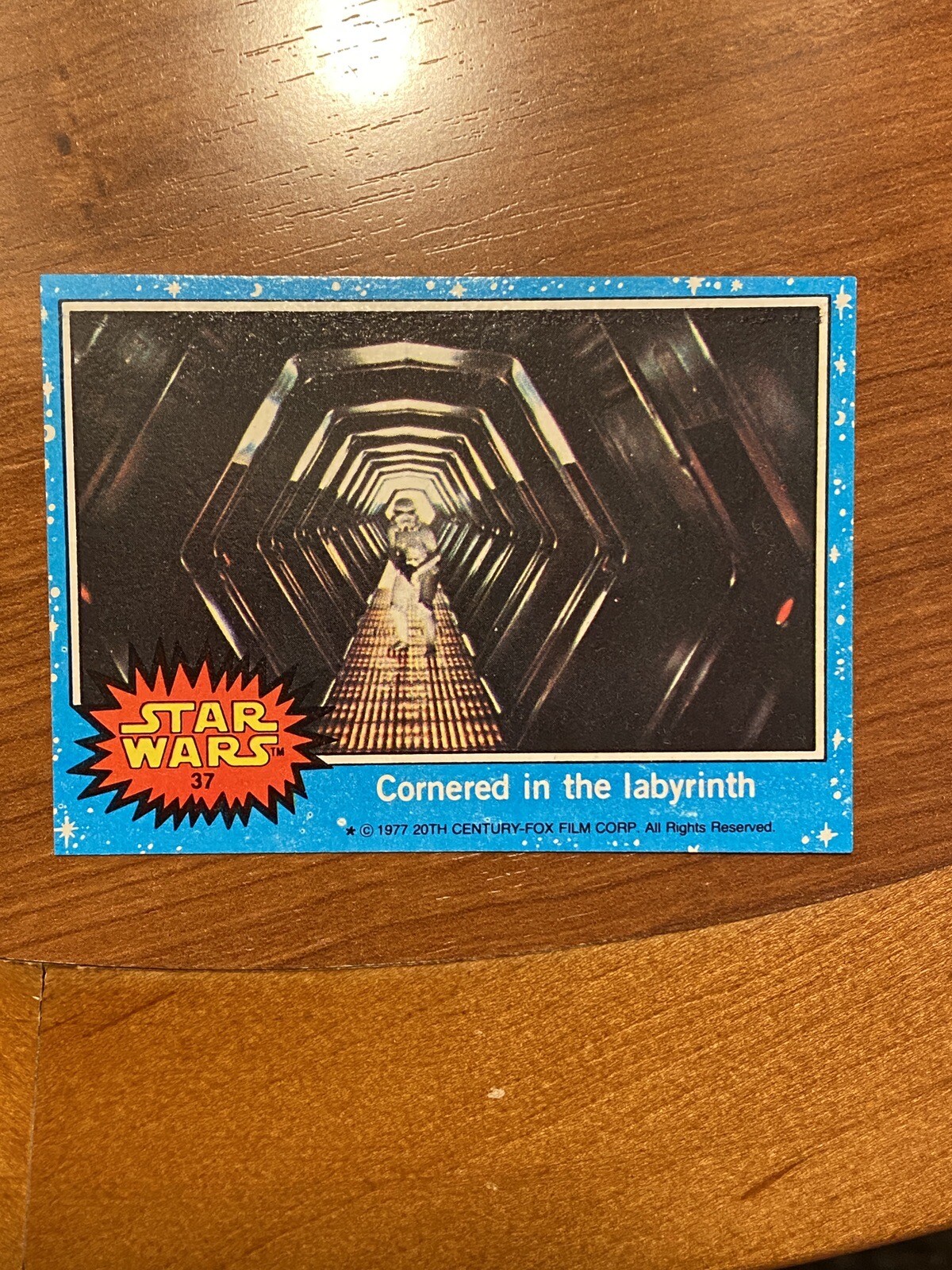 1977 Topps Vintage Star Wars Card 37 Cornered Labyrinth Blue Series 1