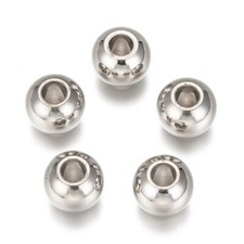 10pc 304 Stainless Steel Silver Round Ball Spacer Beads- 12mm x 11mm   Hole: 4mm