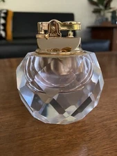 Vintage Glass  Faceted Clear Table Lighter 3” Heavy Round Non-Working