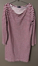 Gap Red/White Long Sleeve Striped A Line Shift Dress Women's Size XL