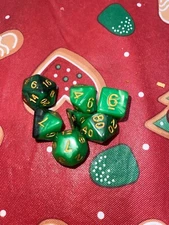 DND Dice Set RPG Black & Green 7-Die Dice Set Fit Dungeons and Dragons(D&D) Path