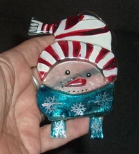 Snowman Head Poured Painted Christmas Ornaments Glass Winter Holiday