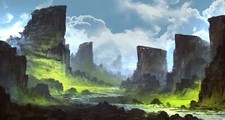 Landscape art nature mountains mesa river valley cliff Custom Gaming Mat Desk