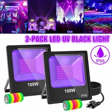 2X 100W UV LED Black Light Outdoor Party Stage DJ Club Floodlight Free Tapes US