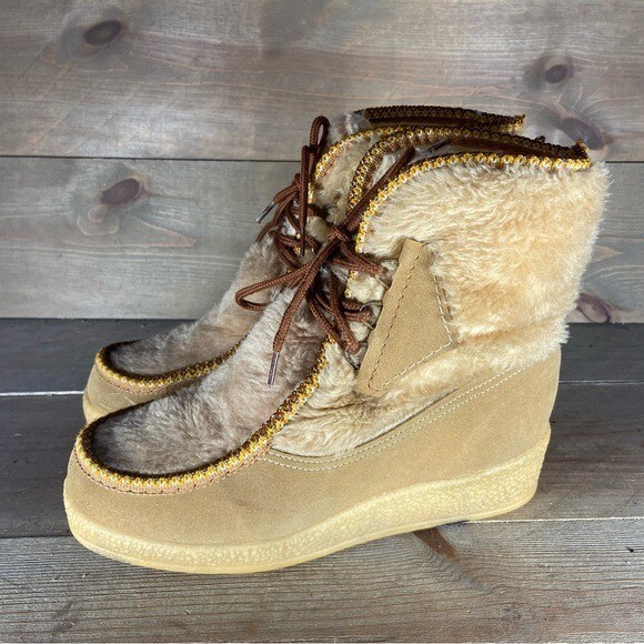 angel fair womens size shoes brown fur lined ski snow boots