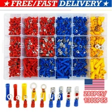 1300x Assorted Insulated Electrical Connectors Terminals Kit Crimp Wire Spade