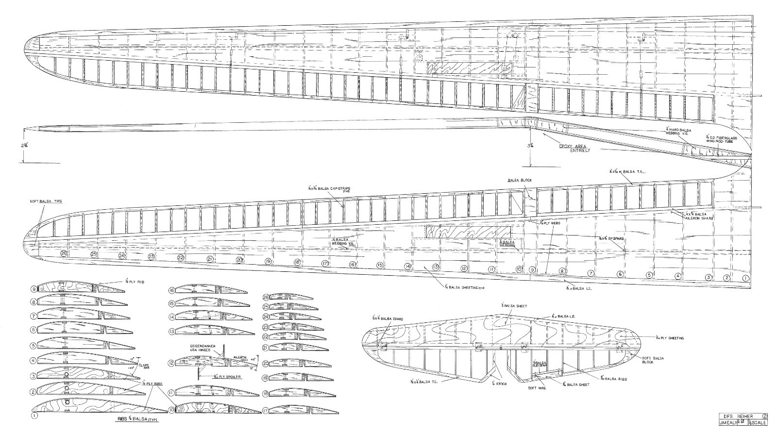 DFS Reiher scale glider plan set 1/6th scale eBay