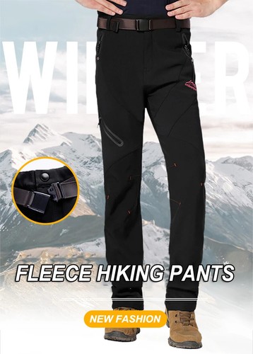 Fleece Waterproof Hiking Pants Men Autumn Winter Women Softshell FleeceTrousers - Picture 7 of 17