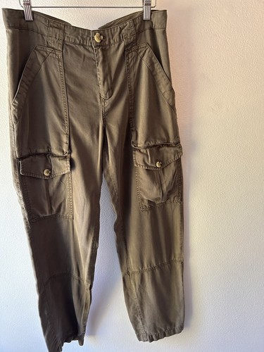 Anthropologie Cargo Lyocell Green Pants Pocket Lightweight Soft Relaxed Fit Sz 6 - Picture 4 of 9