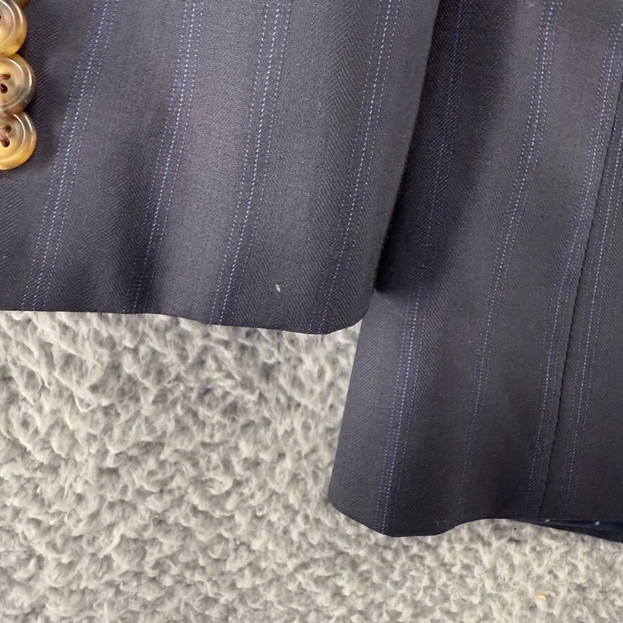 Indochino Blazer Jacket Men's 42 Blue Pinstripe Custom Sport Coat Wool Silk