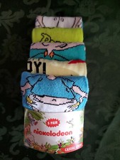 Bioworld Nickelodeon 5-PR Men's Casual Crew Socks Arnold Reptar Rugrats Sz 8-12