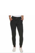 Marc New York Ladies Ribbed Drawstring Fleece Jogger, Black, Medium B31