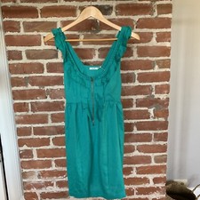 Kimchee Blu Teal Dress Urban Outfitters Ruffle Strap Tank Dress Zip Up Fit Flare