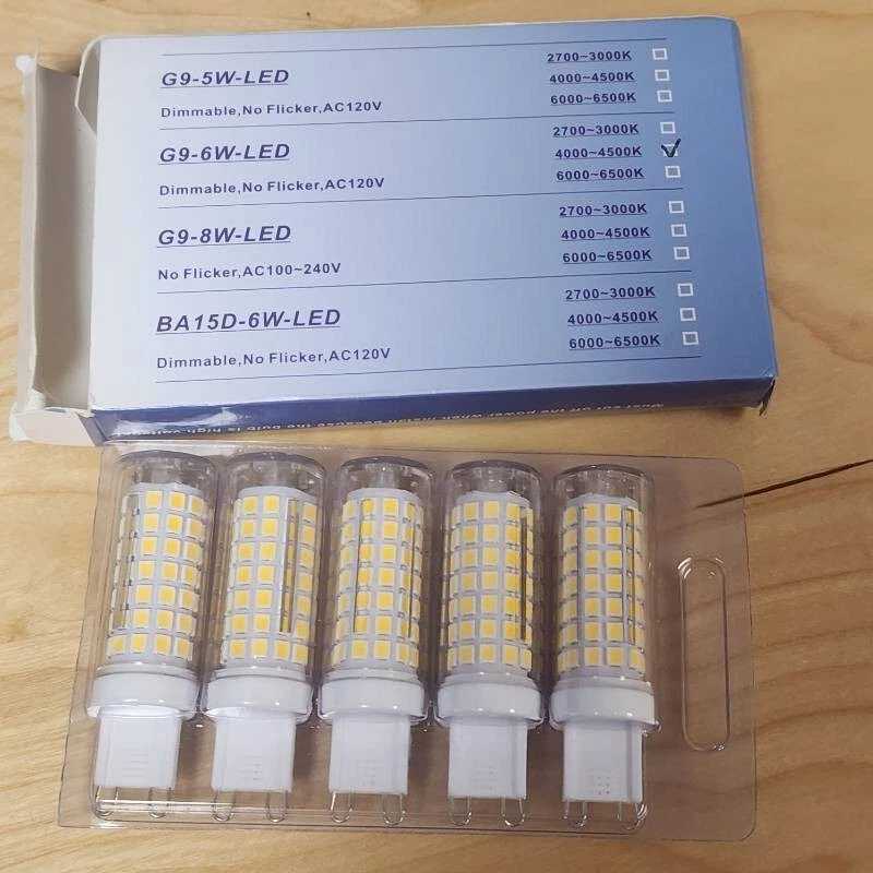 No Flicker G9 Led Bulbs Dimmable 6W White 4000-4500K,AC120V Dimmable 5pack - Image 3 of 4