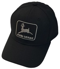 John Deere Black Patch on Sportsman Baseball Hat Adjustable Black