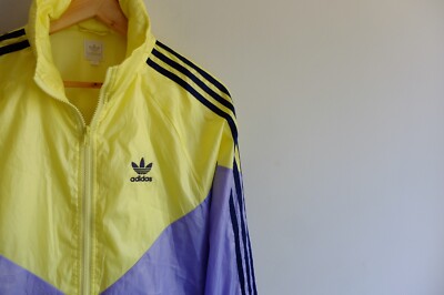 Adidas Originals Windbreaker Jacke S Trefoil Gelb Lavendel 2007 sehr guter Zustand