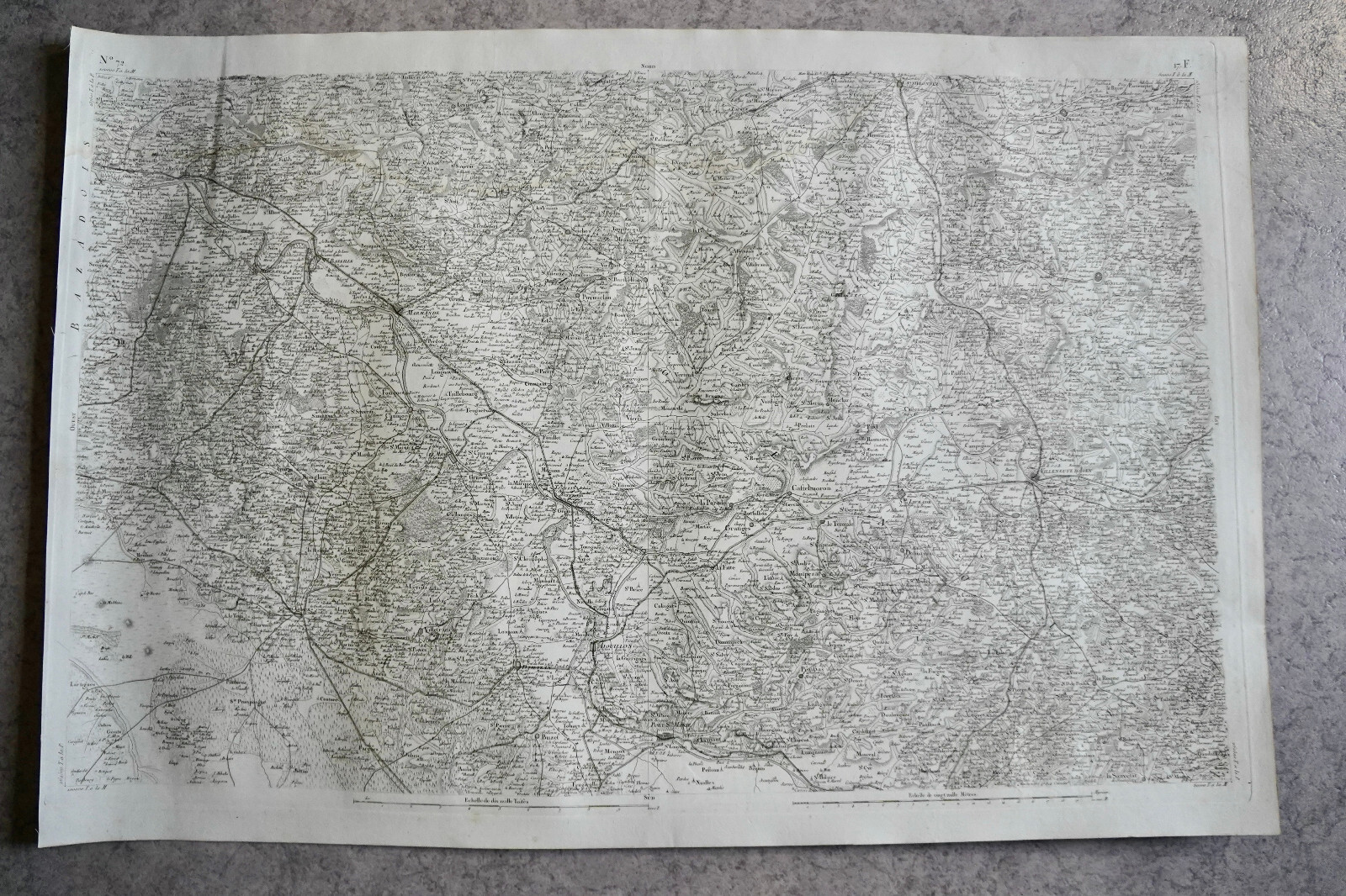 CASSINI CARTE IN PLANO 630mm X 950 mm, 1808, MARMANDE VILLENEUVE , n 72, 17 F,