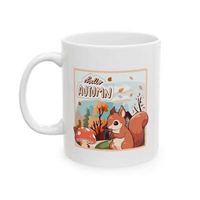 Hello Autumn Cute Squirrel Ceramic Mug 11oz
