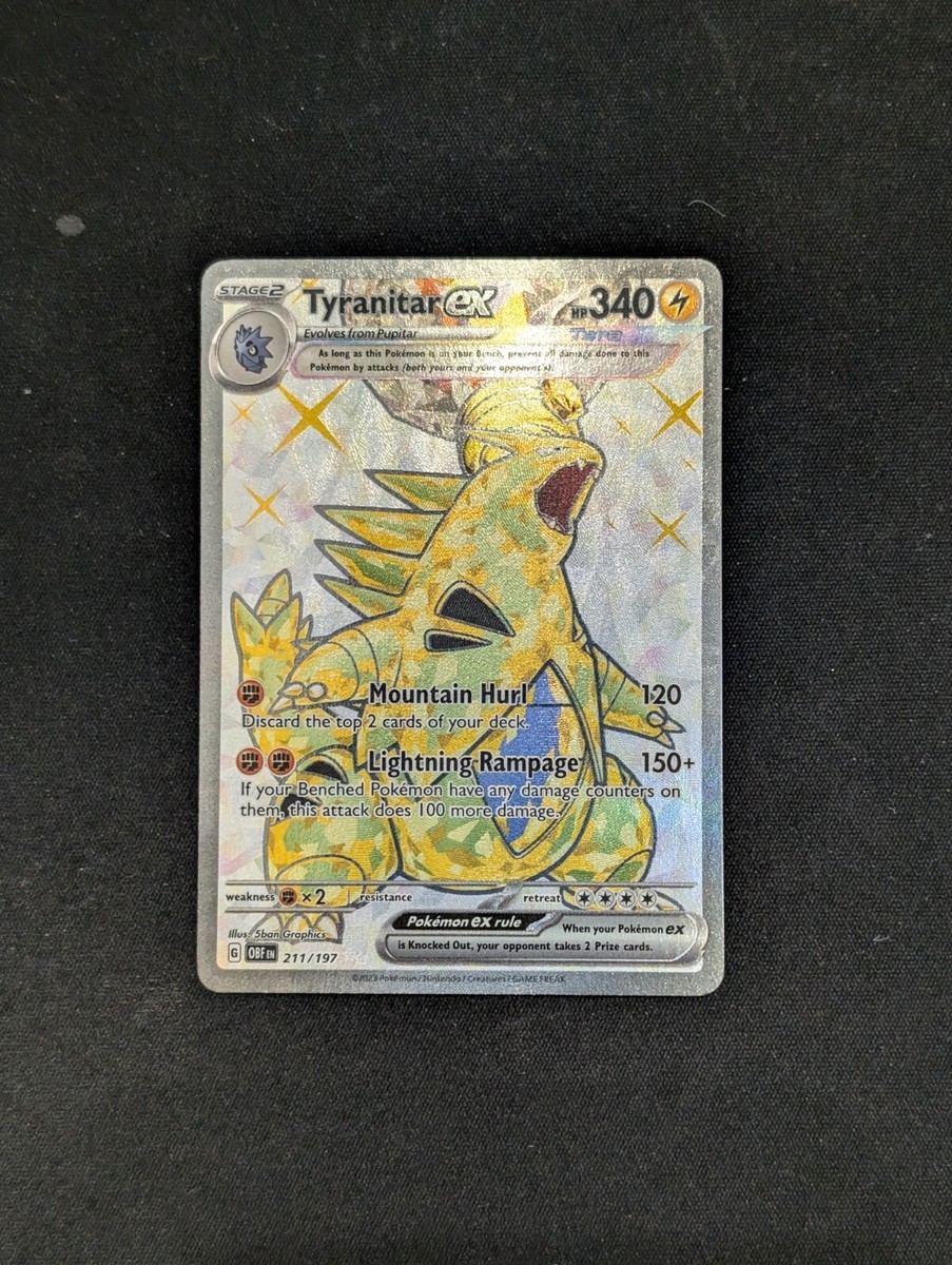 211 197 pokemon card Pokemon TCG Tyranitar EX 211/197 Obsidian Flames Full Art Ultra Rare