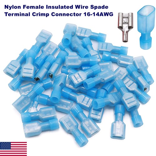 500Pcs Fully Insulated Nylon Female Spade Crimp Terminals Connectors 16-14 AWG - Picture 8 of 8