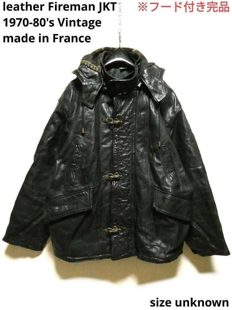 No Brand Leather Fireman Half Jacket Hooded Men Size unknown Black 