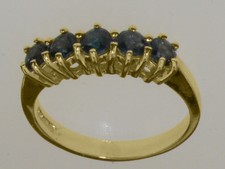14k Yellow Gold Natural London Blue Topaz Womens Eternity Ring - Sizes 4 to 12