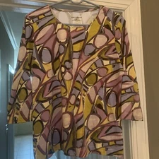 Rebecca Malone Multicolor 3/4 Sleeve Blouse Women’s Size L