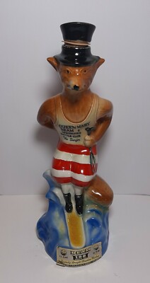 JIM BEAM Bourbon Whiskey Bottle THE SURFER Queen Mary Fox 1975 Advertising
