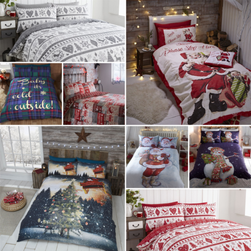 Christmas Xmas Bedding Children's Duvet Cover Sets Bed Set Festive Santa  - Afbeelding 1 van 18