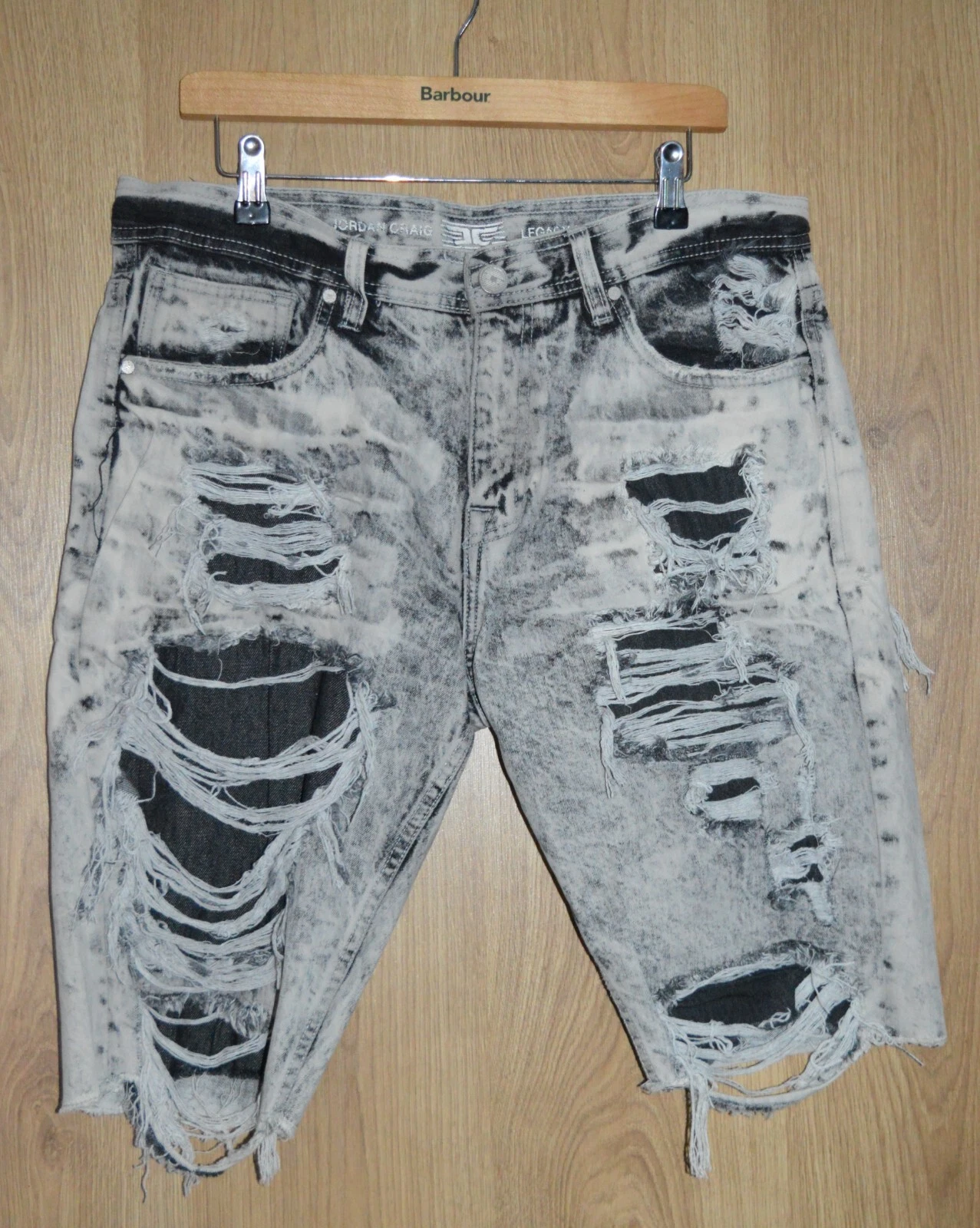 Pantaloncini jeans Jordan Craig Legacy Edition Distressed Thrashed Denim 34W