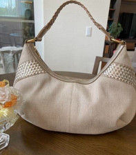 Borsa a tracolla Yves Saint Laurent Rive Gauche MOMBASA in tela beige con garanzia