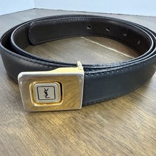 Vintage Men s Yves Saint Laurent Black Belt Sz 40 Gold tone buckle