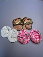 Build-A-Bear Shoes Metallic Gold Heart Jelly Sandal White Satin Slipper