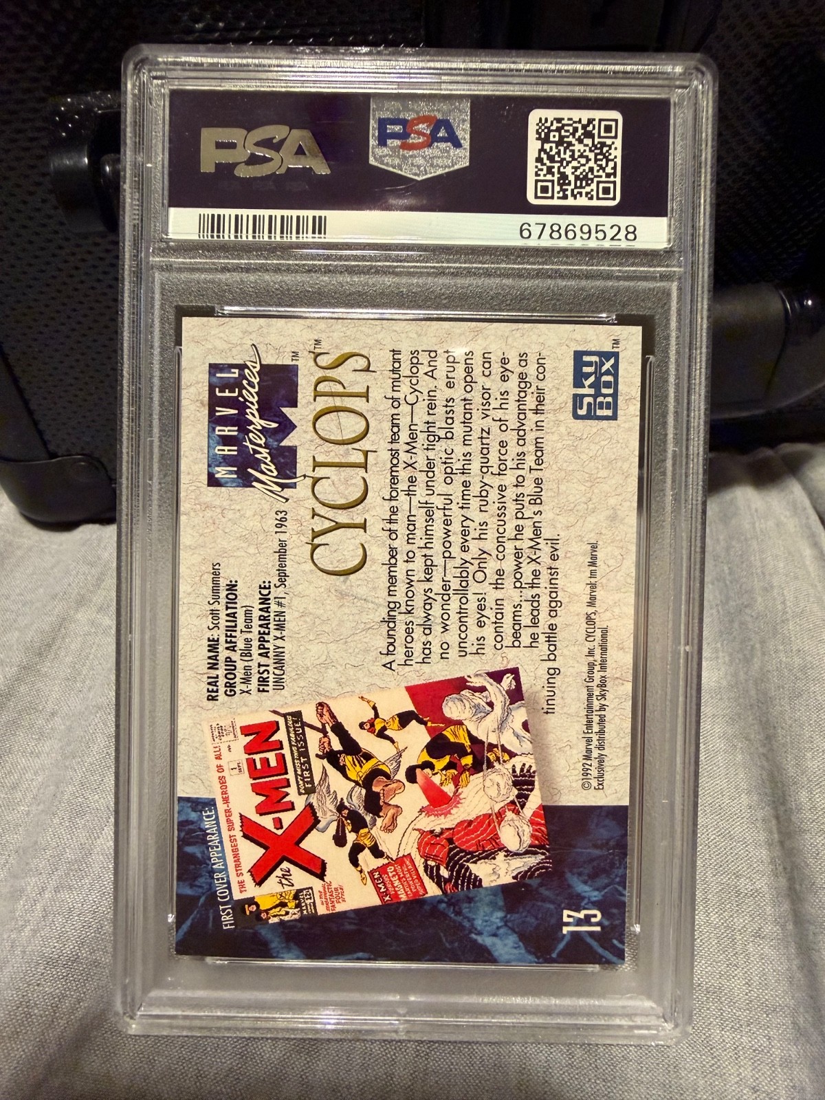 1992 MARVEL MASTERPIECES #13 CYCLOPS PSA 10 view 2