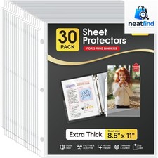 Heavy Duty Sheet Protectors for 3 Ring Binder 30 Pack, 8.5 x 11 Extra Thick...